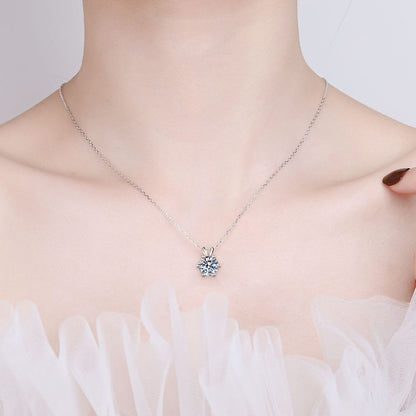 Collier moissanite 1 carat en argent sterling