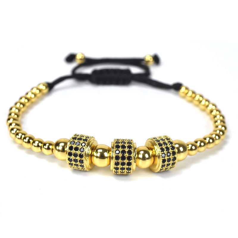 8MM Copper Bead Inlaid Zircon Weaving Bracelet