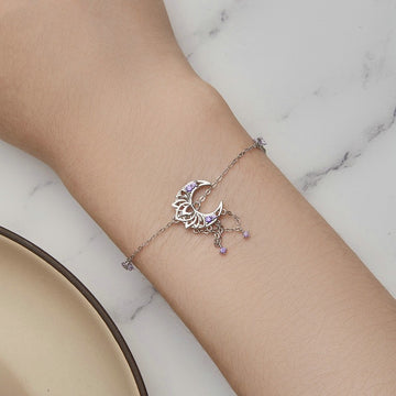 Bracelet attrape-rêves lune en argent sterling