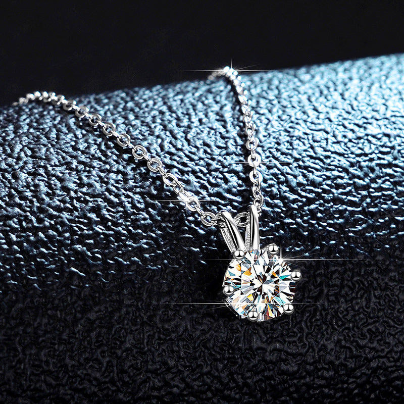 Collier moissanite 1 carat en argent sterling