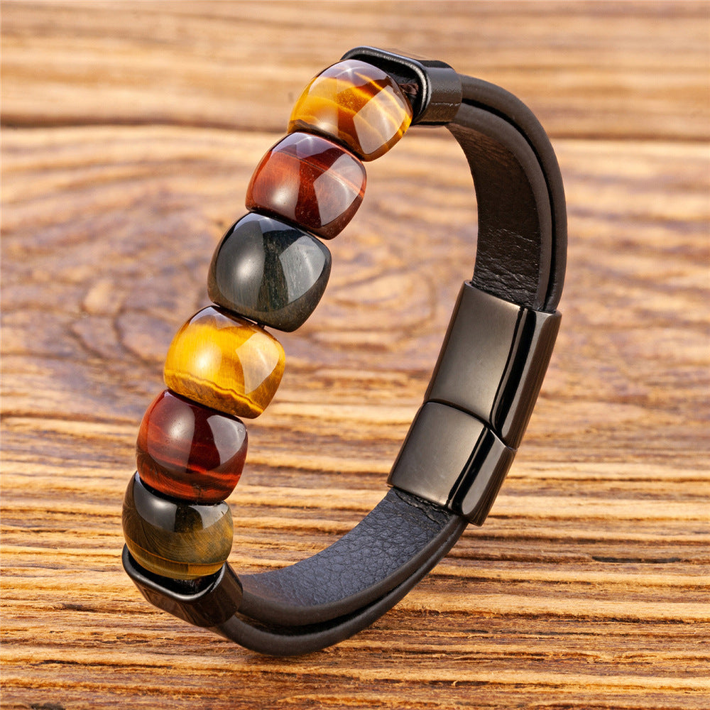 Tiger Eye Multi-Layer Leather Bracelet