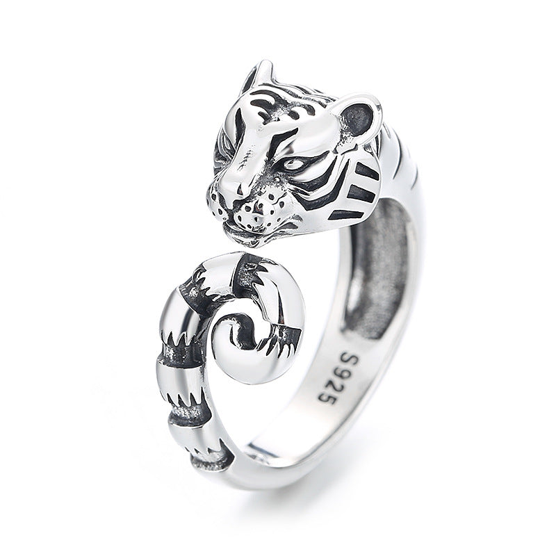 Vintage Tiger Shape Adjustable Silver Ring