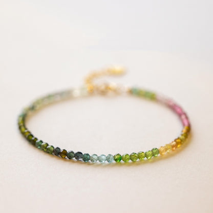 Extra Fine 2mm Rainbow Small Tourmaline Bracelet