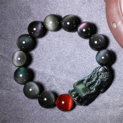 Natural Rainbow Eyes Obsidian Bracelet