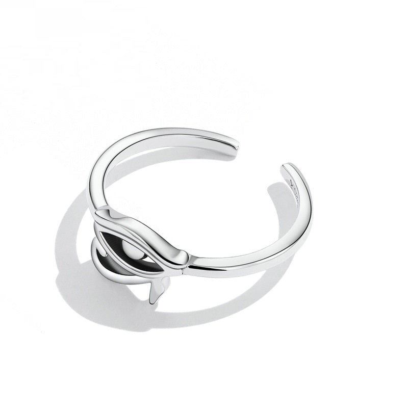 Simple Eye Shaped Adjustable Open Silver Ring