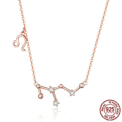 Rose Gold Zodiac Necklace in Sterling Silver