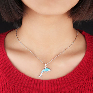 Sterling Silver Ocean Dolphin Pendant Necklace