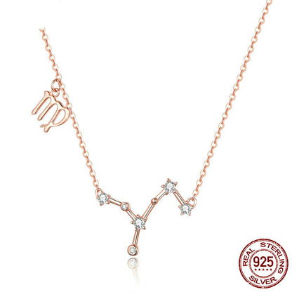 Rose Gold Zodiac Necklace in Sterling Silver