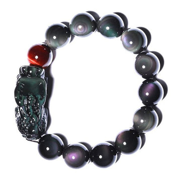 Natürliches Regenbogenaugen-Obsidian-Armband