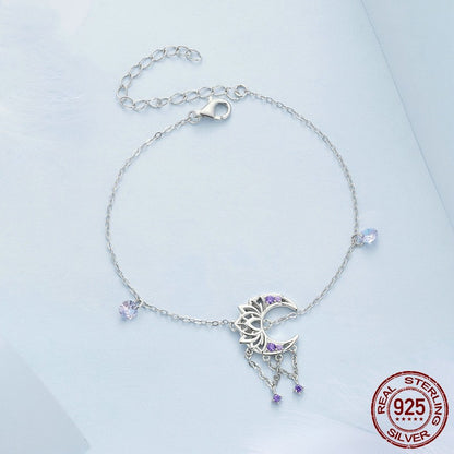 Bracelet attrape-rêves lune en argent sterling