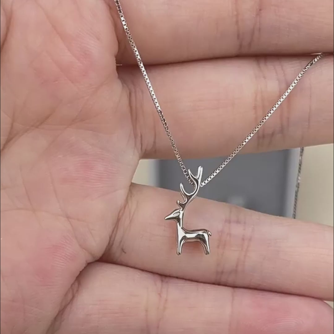 3D Moose Pendant Necklace - 360 degree display