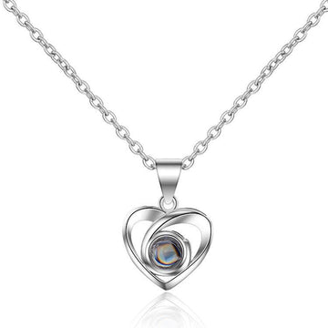 Personalized Projection Photo Necklace Heart Pendant - Record My Love