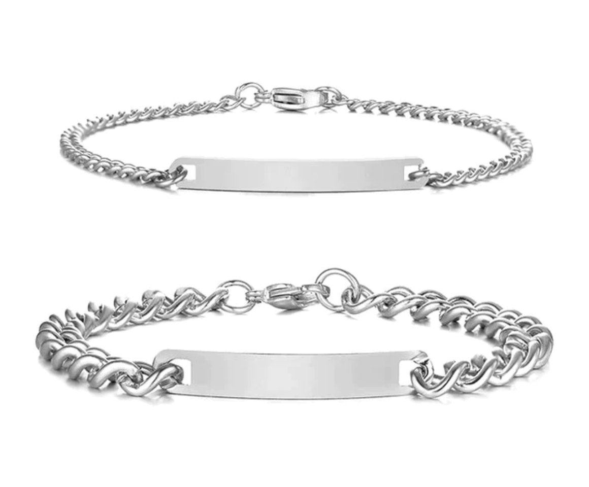 Couple's Engraved Bracelet Set